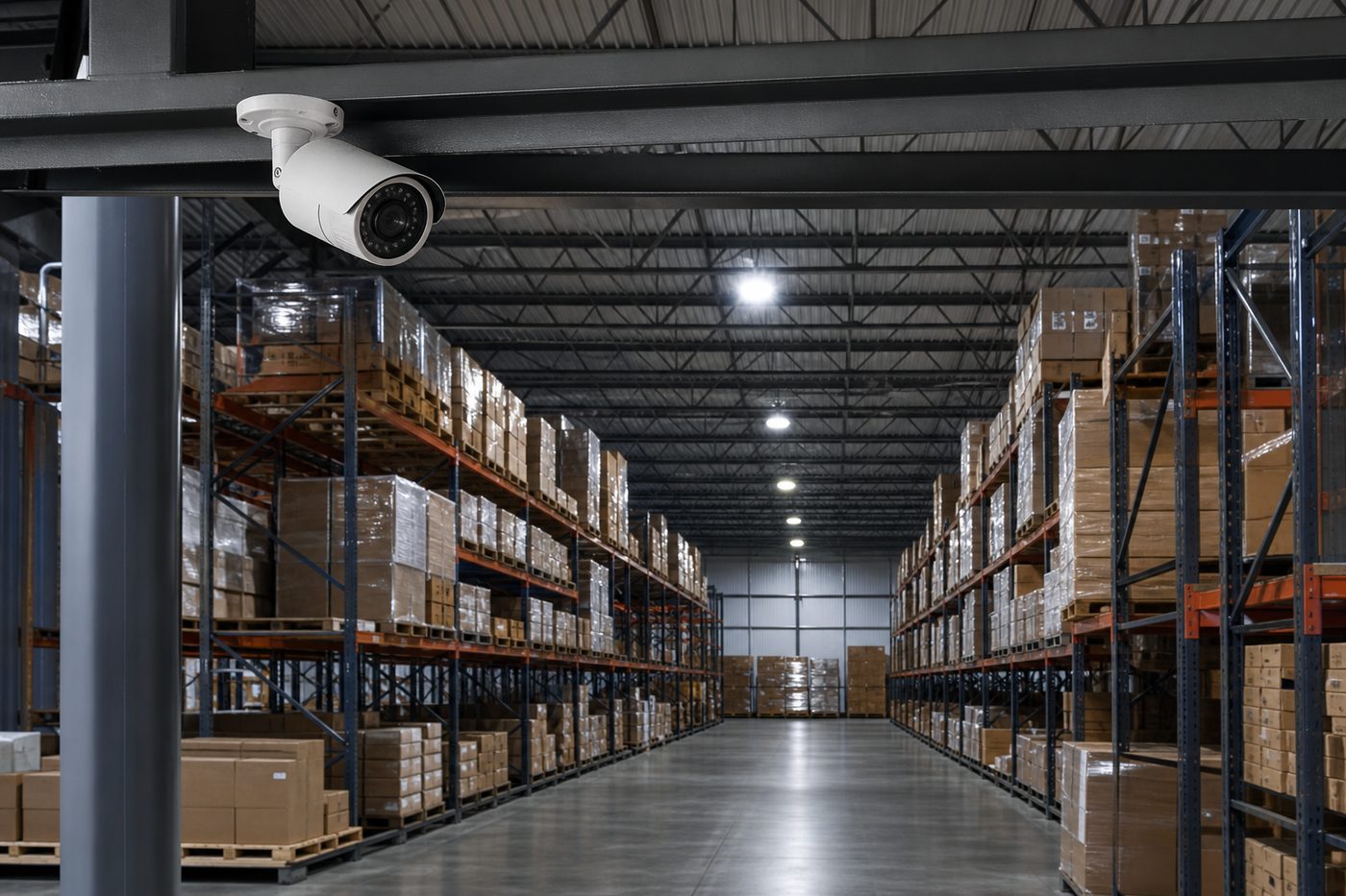 Склад с камерами видеонаблюдения